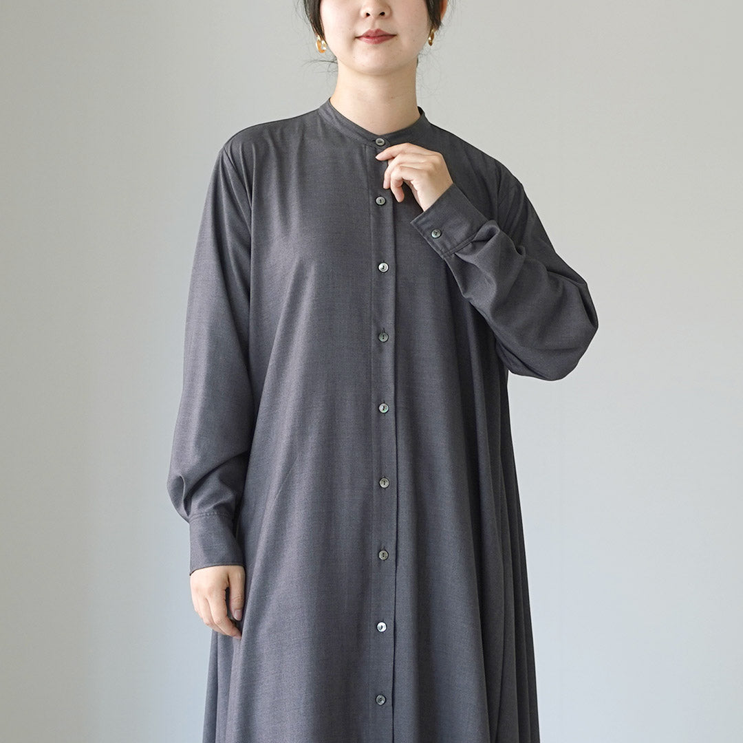 mizuiro ind（ミズイロインド） T/R スタンドカラー フレア ワンピース