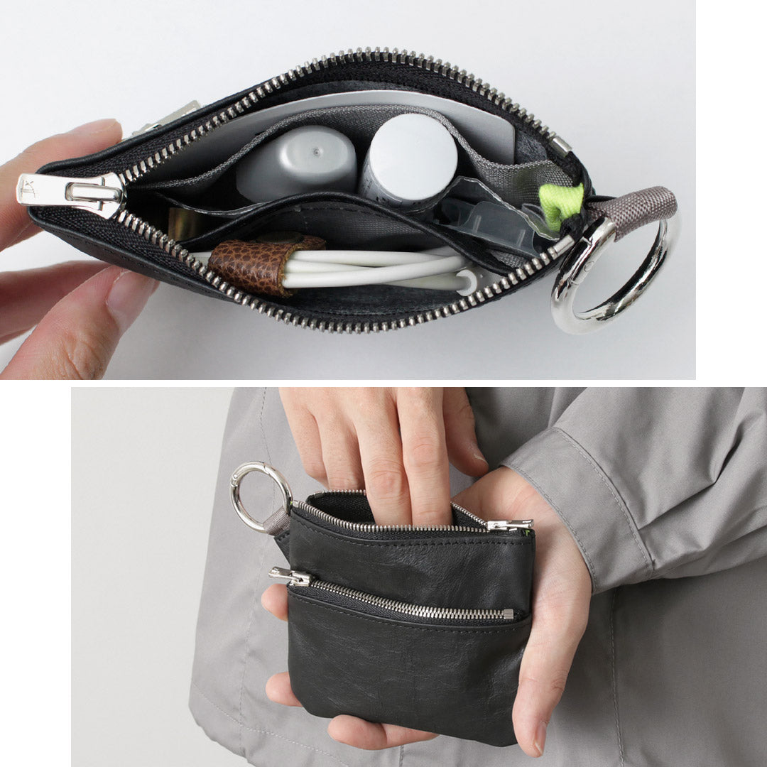 SENTI（センティ） ダイニーマレザー ダブルジップ ポーチ