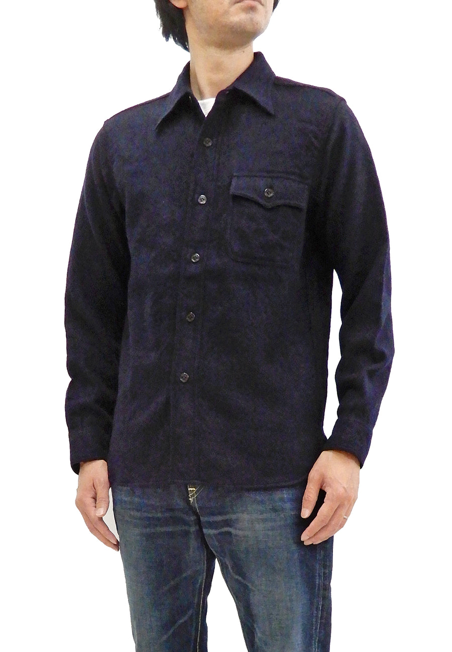Buzz Rickson US Navy CPO Shirt Mens Plain Long Sleeve Wool-Flannel