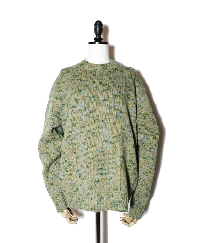 AURALEE WOOL MIX COLOR SLUB YARN KNIT P/O col.MIX KHAKI BEIGE - rollot