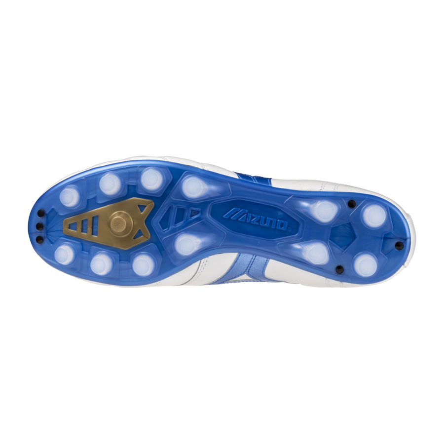 Mizuno Morelia II Japan FG Cleats - White and Laser Blue | Rugby Now