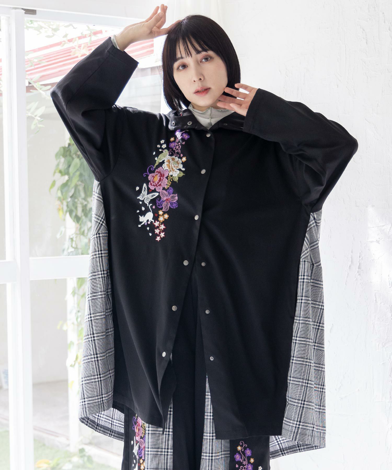 yori yori スカラップ刺繍サマーシャツ yoriスカラップ刺繍サマー