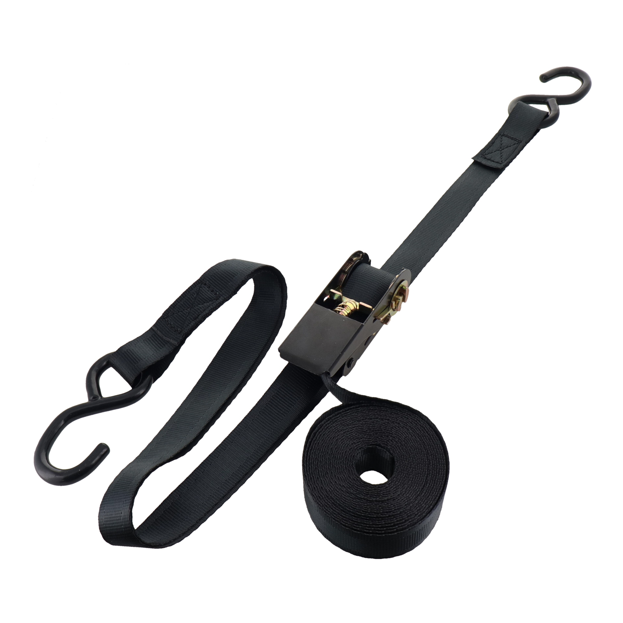 TRN-255S-BK 荷役 荷締機 ラチェット式荷締機 Sフック付 5m×25mm