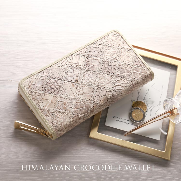 ヒマラヤ クロコダイル 長財布 レディース ラウンド ファスナー