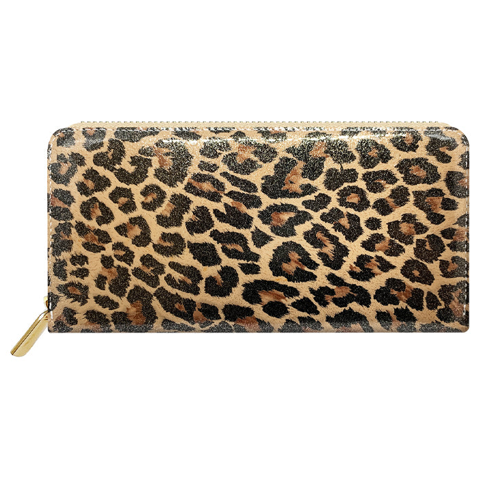 財布の百貨店公式】 長財布 エナメル ヒョウ柄 レディース 本革 財布