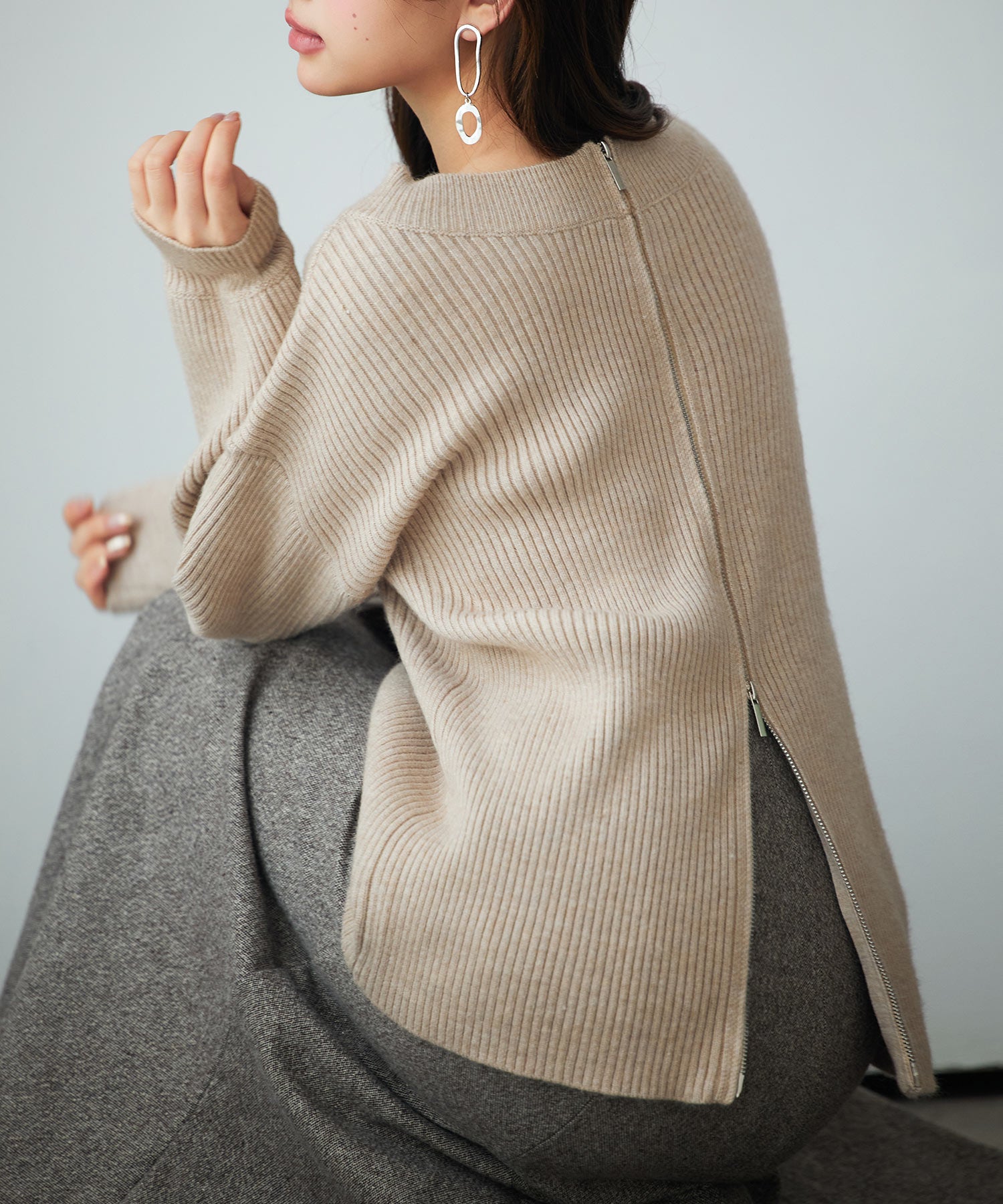 3WAYダブルジップニットカーディガンsdp8102 ベージュ – [公式]SAISON