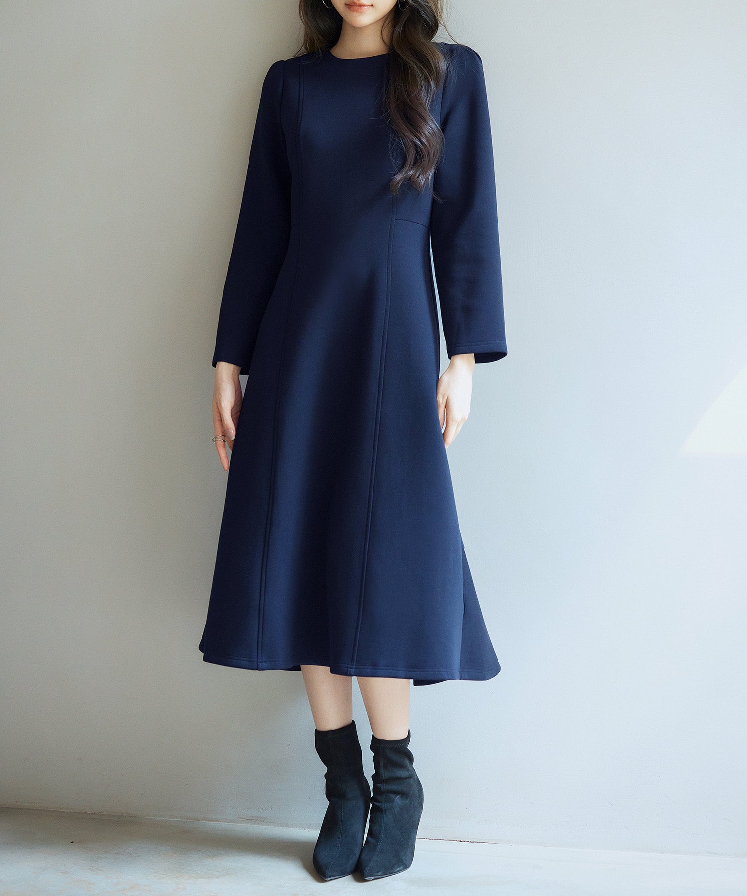 ミモレ丈マーメイド裾ワンピースsdp0246 ネイビー – [公式]SAISON DE