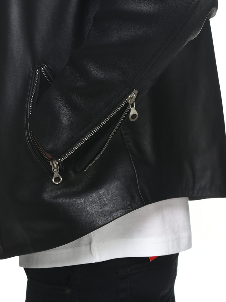 DIESEL (ディーゼル) レザー ロゴ フルジップ ライダースジャケット