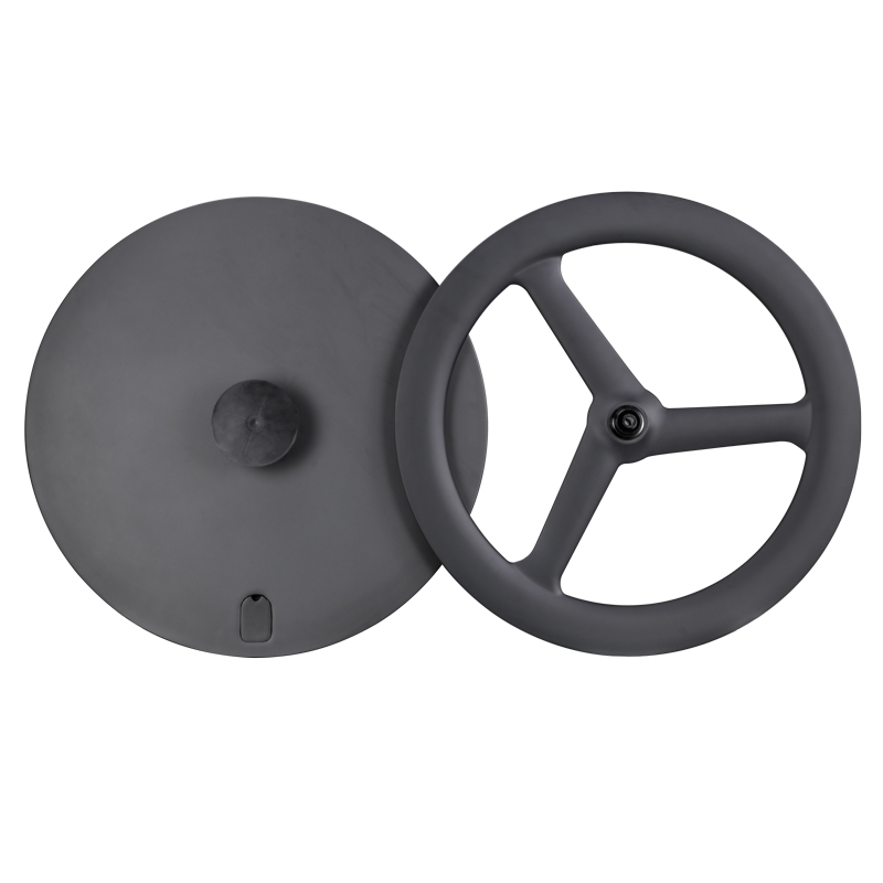 カーボントラックバイクホイールクリンチャー三本スポークソリッド