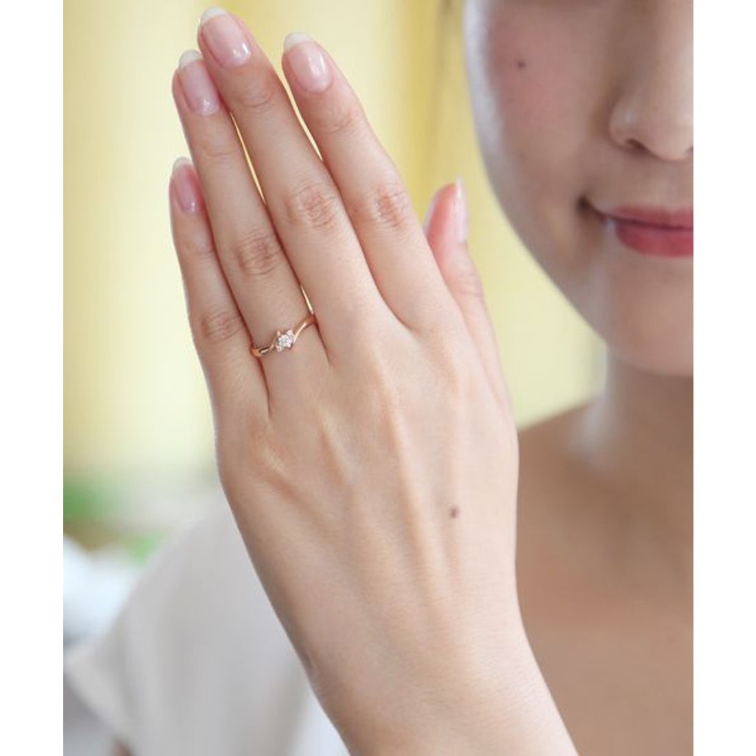 ヨンドシー 4℃ 0.1ctセンターダイヤモンド ウェーブピンクゴールド