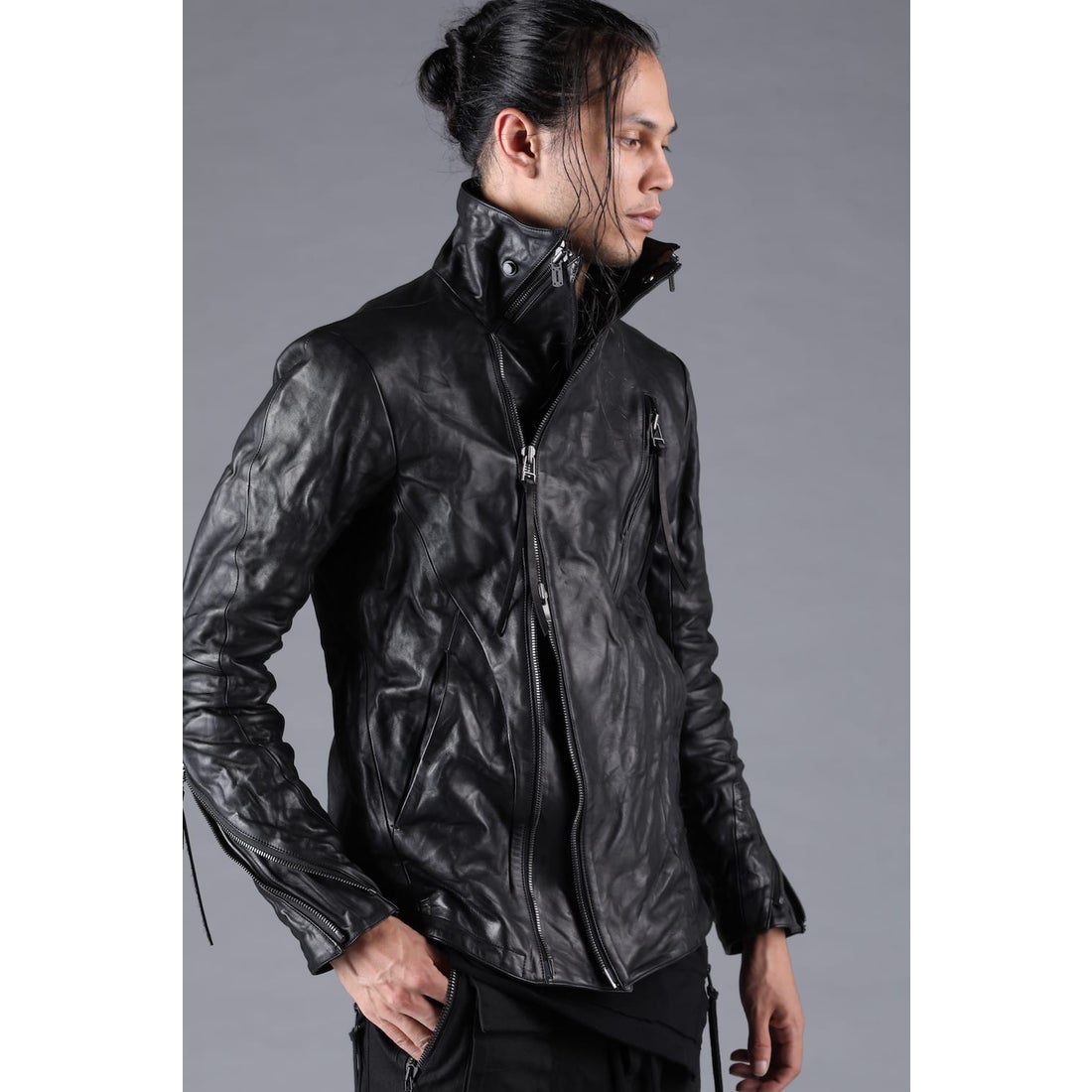ディーハイゲン D.HYGEN Horse Leather High Neck Jacket （BLACK