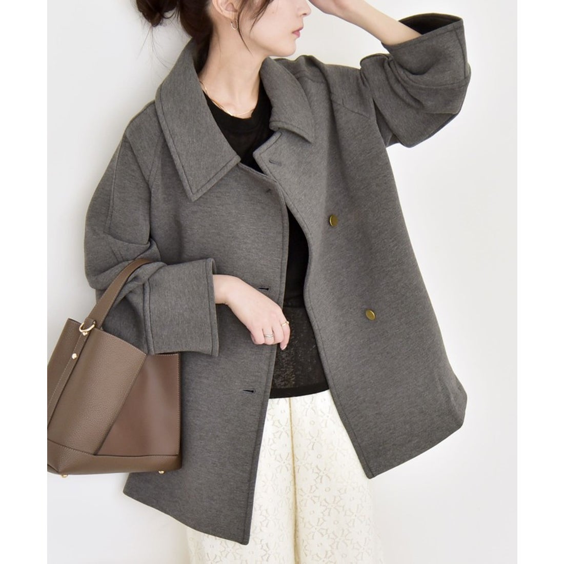 quaranciel:〈手洗い可能〉ダンボール ステンカラー ジャケット コート