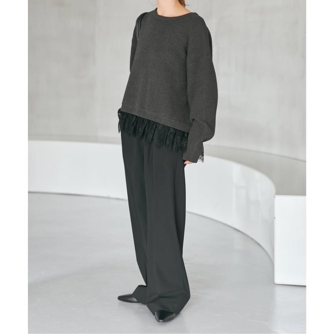 スピック＆スパン Spick & Span 《追加》レースドッキング畦ニットプル