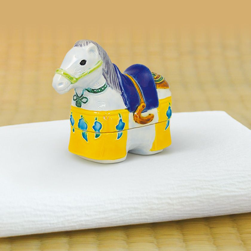 茶道具 香合（こうごう） 交趾香合 馬 中村 翠嵐 干支 午（うま、馬