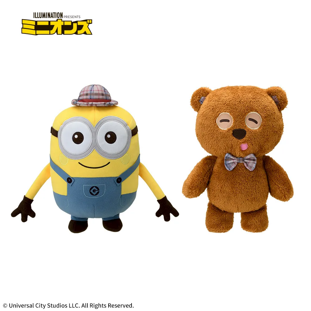 ミニオン Lぬいぐるみ“ボブ&ティム” ～チェックスタイル～｜プライズ