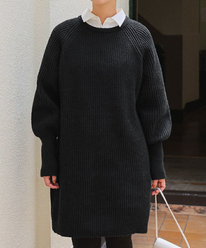 ボリュームスリーブニットミニワンピース | titivate