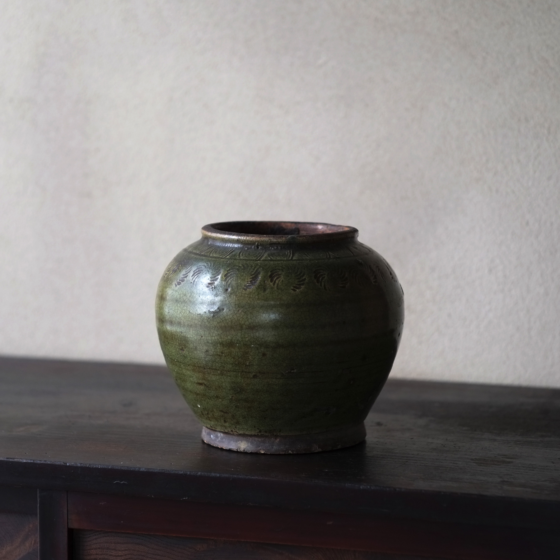 瀬戸 ルス織部 印花文壺 | 骨董と詩学 Antique & Poetics | 蛇韻律