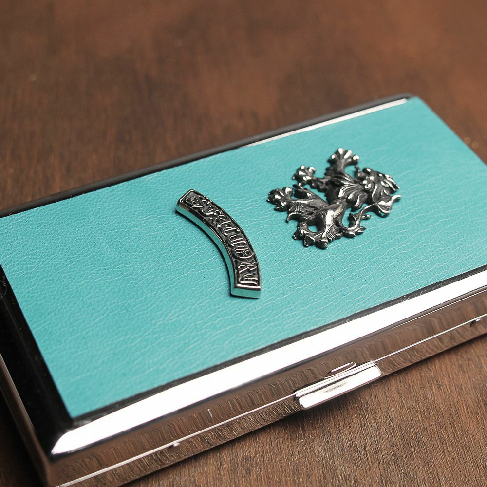 メタルシガレットケース 12本タイプ ターコイズブルー カウレザー