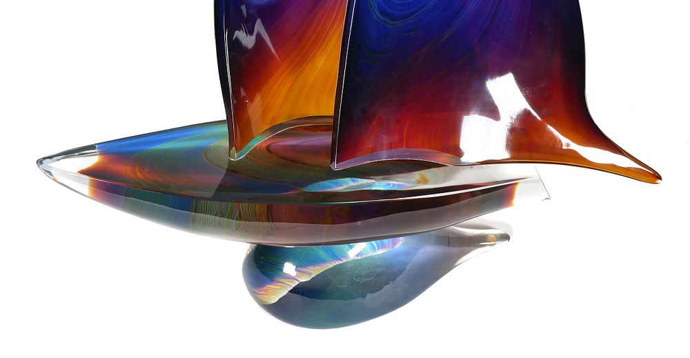 DINO ROSIN, Murano Art Glass Sailboat, Signed sold at auction on