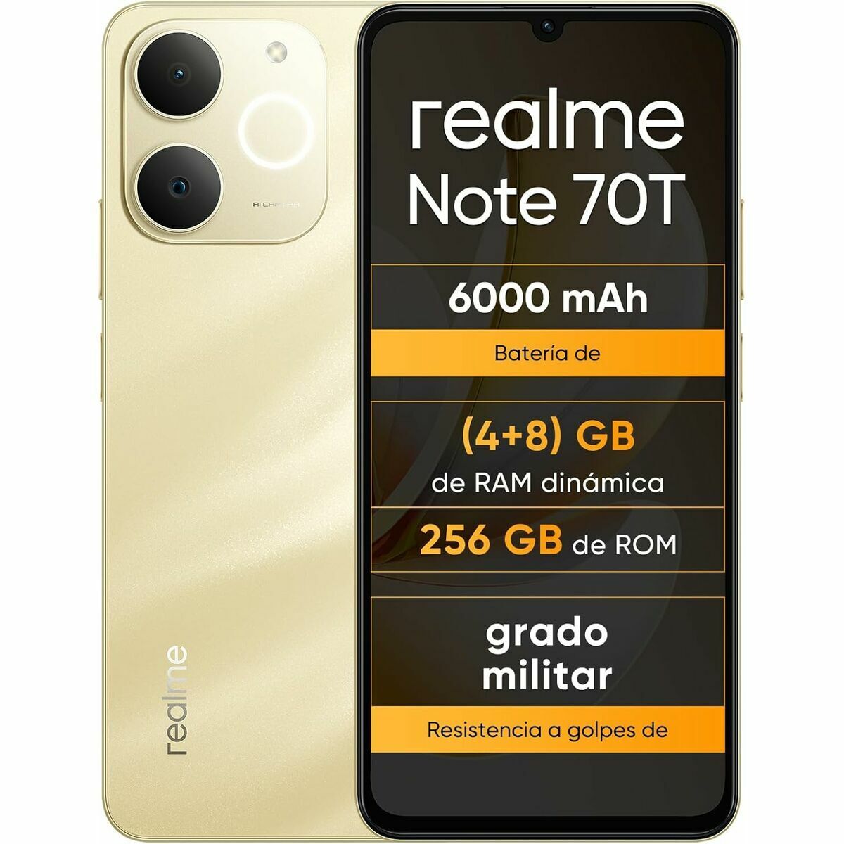 Smartphone Realme NOTE 70T 6,74' Unisoc 4 GB RAM 256 GB Golden