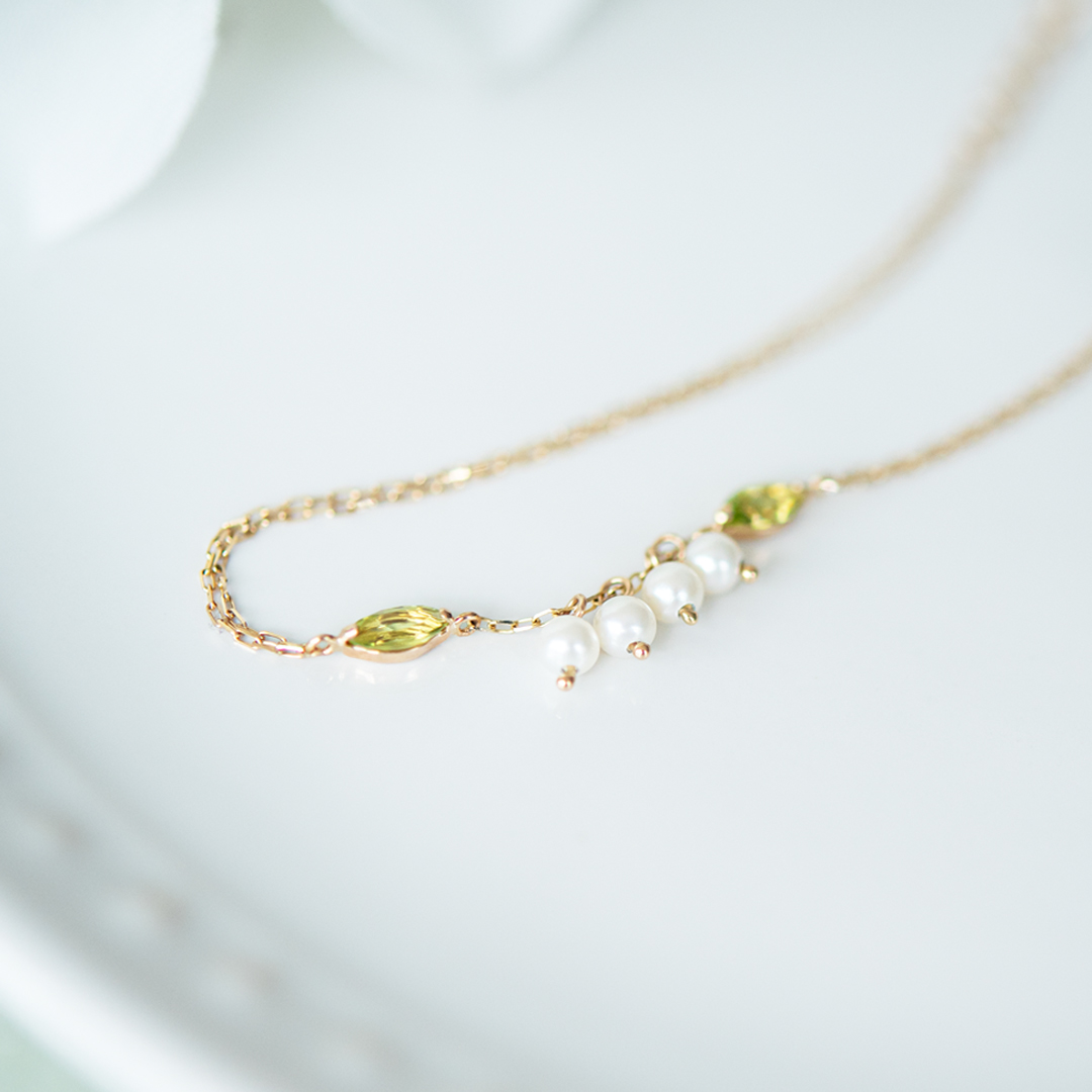 ブレスレット K10イエローゴールド ペリドット 淡水パール(JL