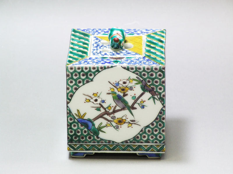 九谷焼【田村敬星作】毛筆細字 角香炉 – 漆陶舗あらき 輪島塗 九谷焼