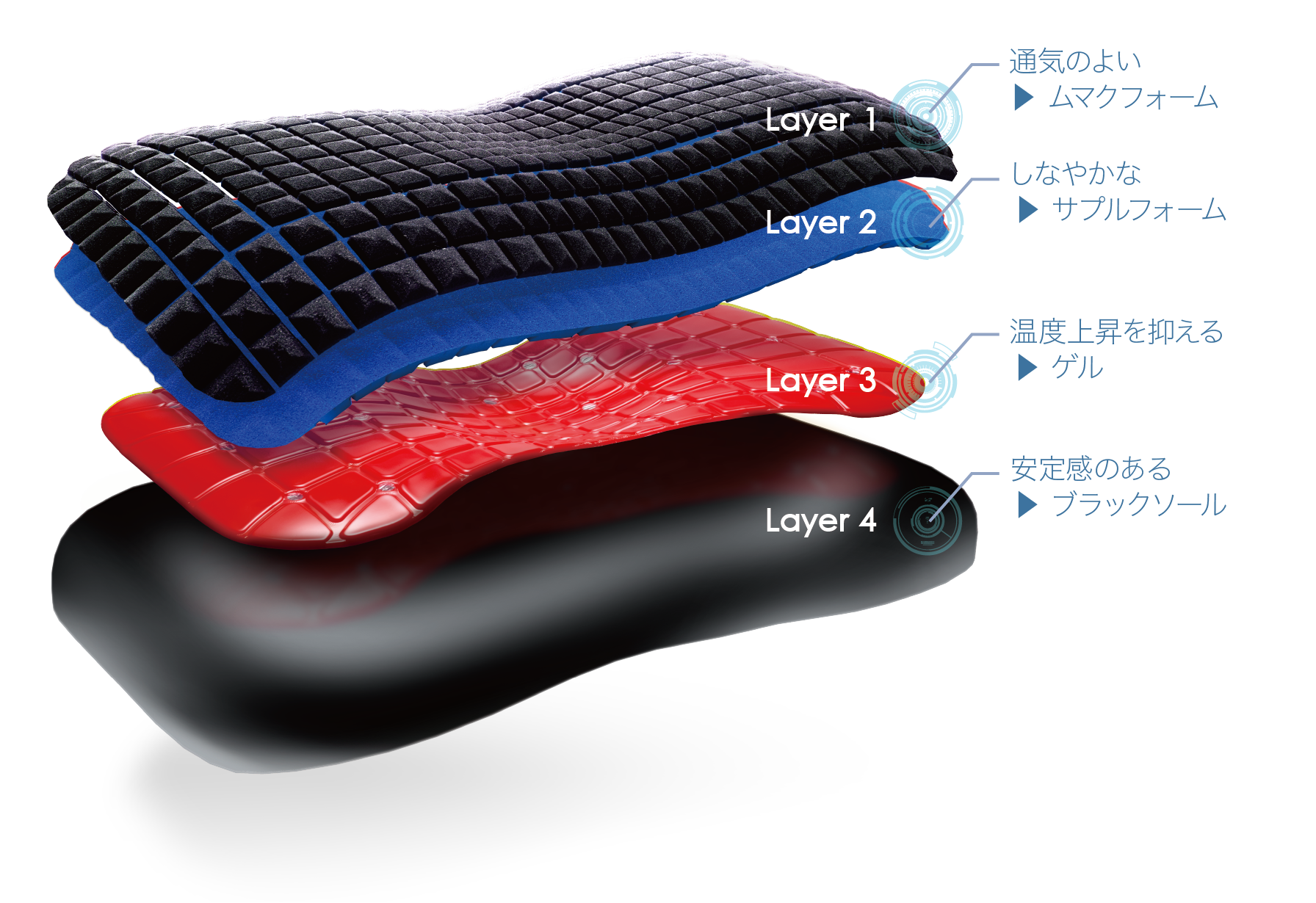 エアー4DX] ピロー （高め）62×38×13cm ロイヤルブルー(高め） 側地
