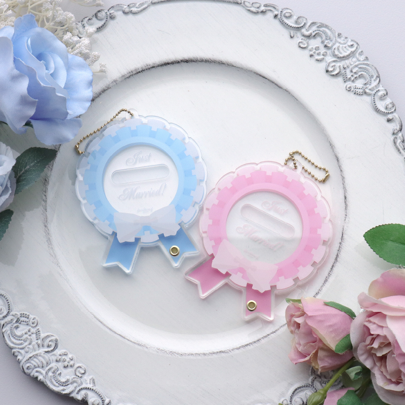 缶バッジアクリルフレーム ウェディングロゼット パープル| FUKUYA