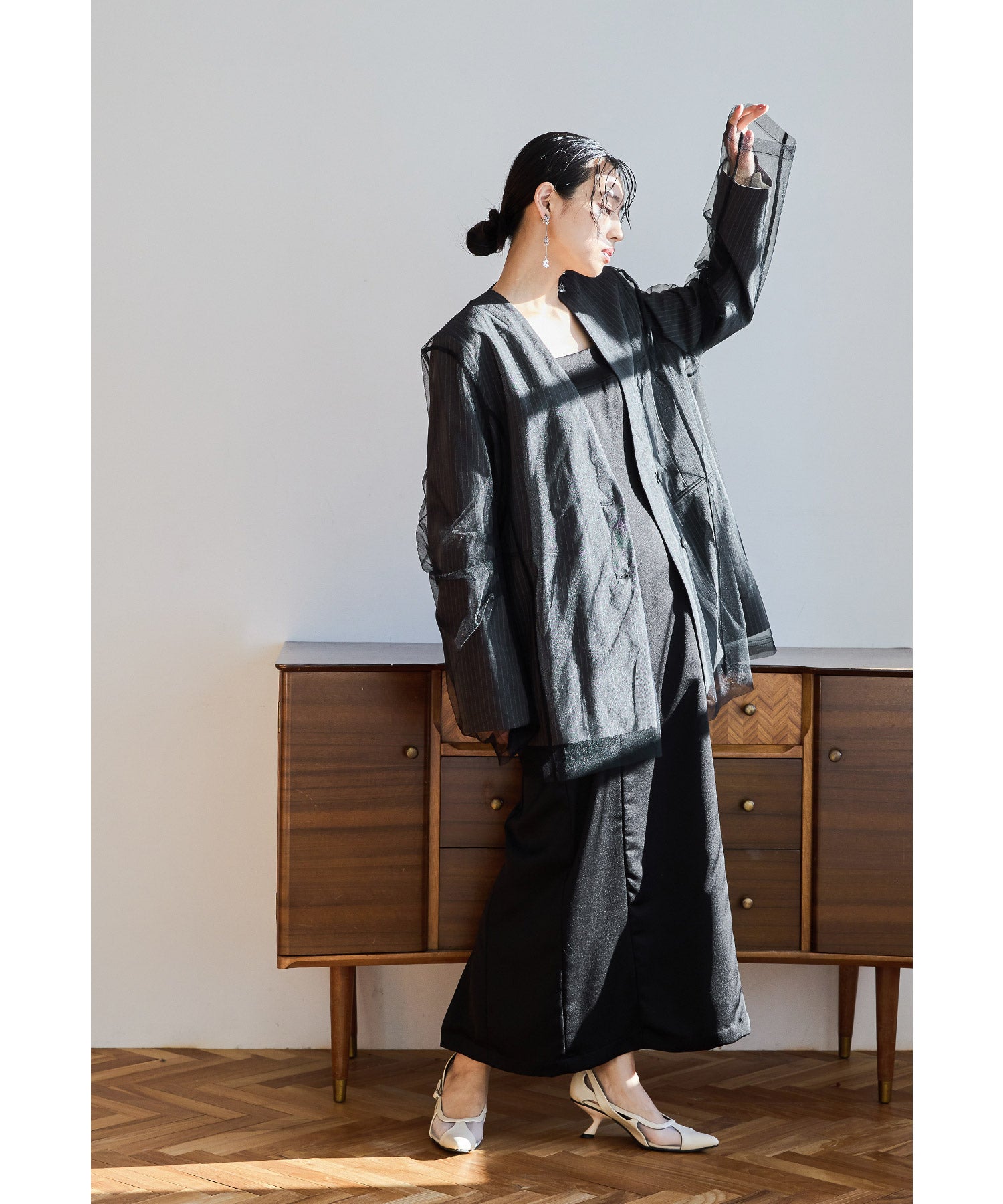 ボクシーレイヤードチュールジャケット ストライプ フォーマル 結婚式