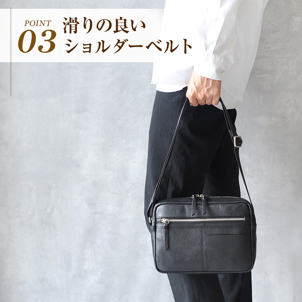 J.S Design｜JS-8004 本革 ショルダーバッグ メンズ 肩掛け レザー 大