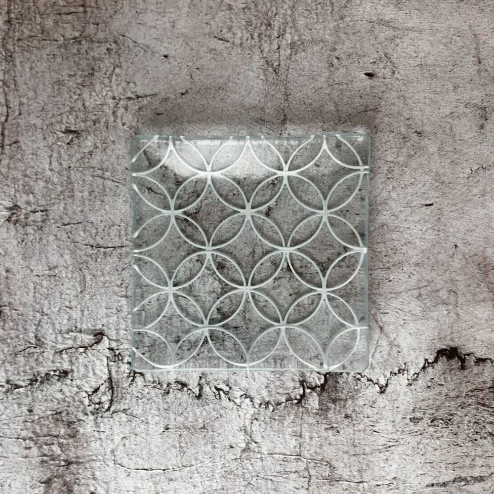 ☆藤原奈津江作☆高度な技術☆レースガラスフュージング長皿（2