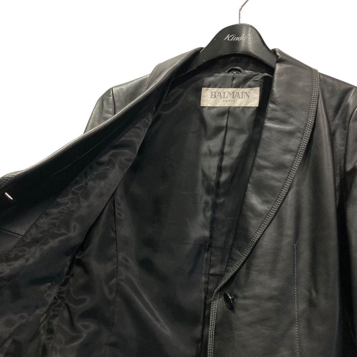 BALMAIN(バルマン) ラムレザーテーラードジャケット ブラック サイズ 9