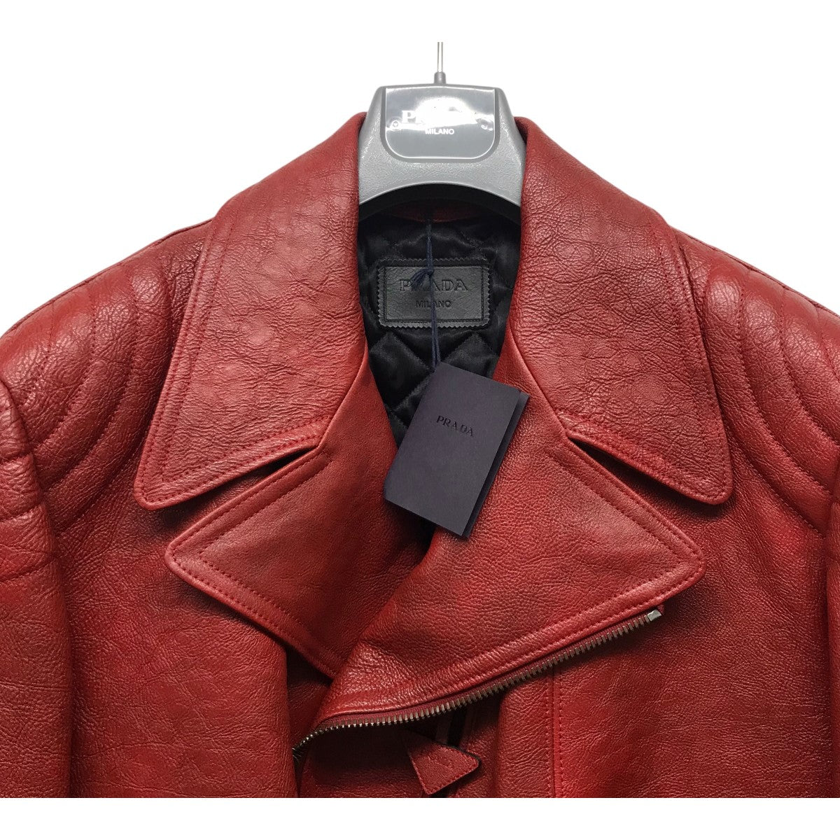 PRADA(プラダ) ダブルライダースジャケット UPW416 レッド サイズ 50