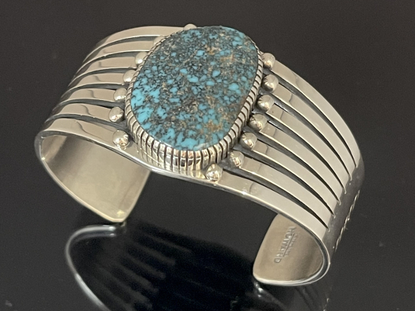 Gem Grade Lone Mountain Turquoise Shank Bracelet by Howard Nelson