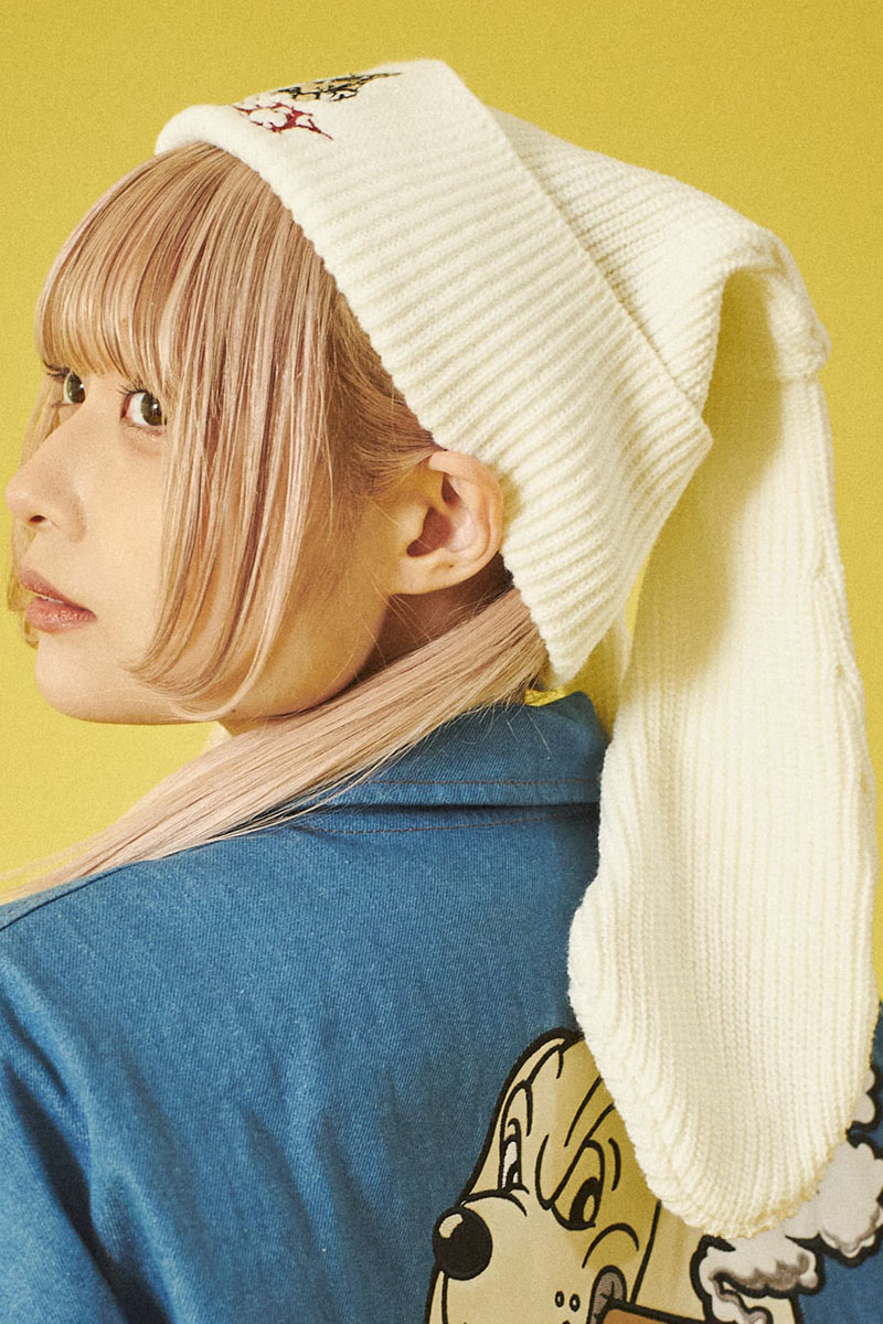 GALFY (ガルフィー) 犬耳ニット帽 OFF WHITE / ロックファッション