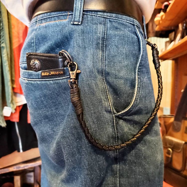 楽天市場】本革 手編み ウォレットチェーン 革 ショートタイプ 43cm