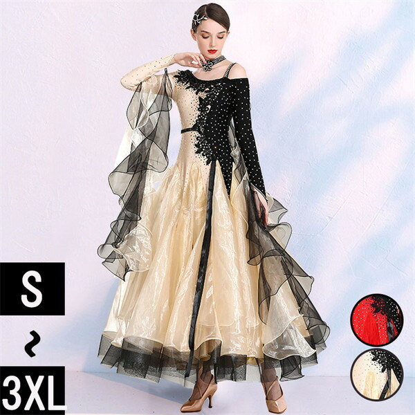 楽天市場】社交ダンス ワンピース モダンドレス 赤 大きいサイズ 長袖