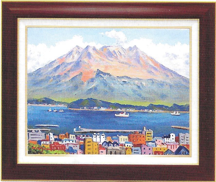 楽天市場】桜島 羽沢清水 サムホールサイズ油彩画（油絵）日本風景画