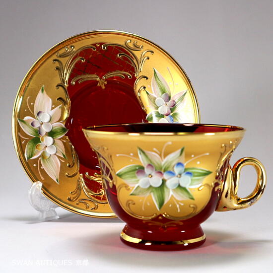 楽天市場】ヴェネチアン グラス ムラノ 蓋付 ゴブレット 24金彩