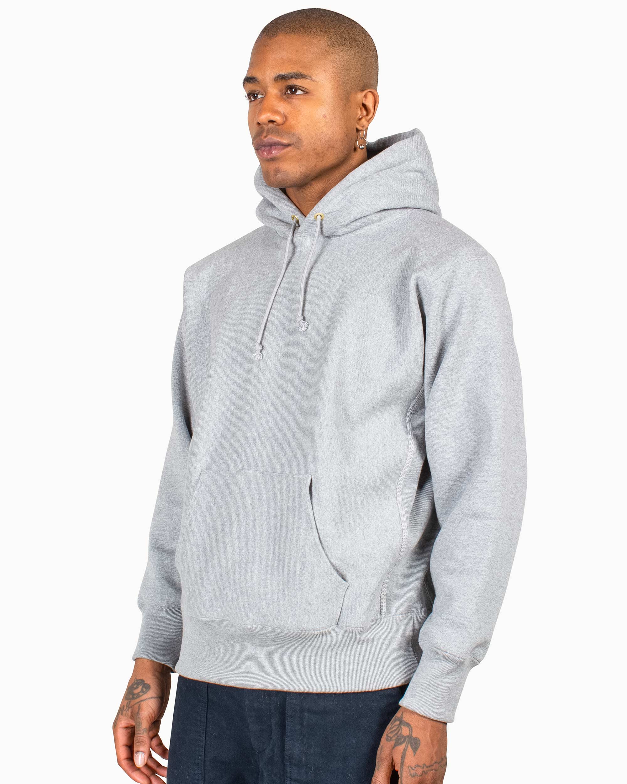 The Real McCoy's MC20113 Heavyweight Hooded Sweatshirt Medium Grey