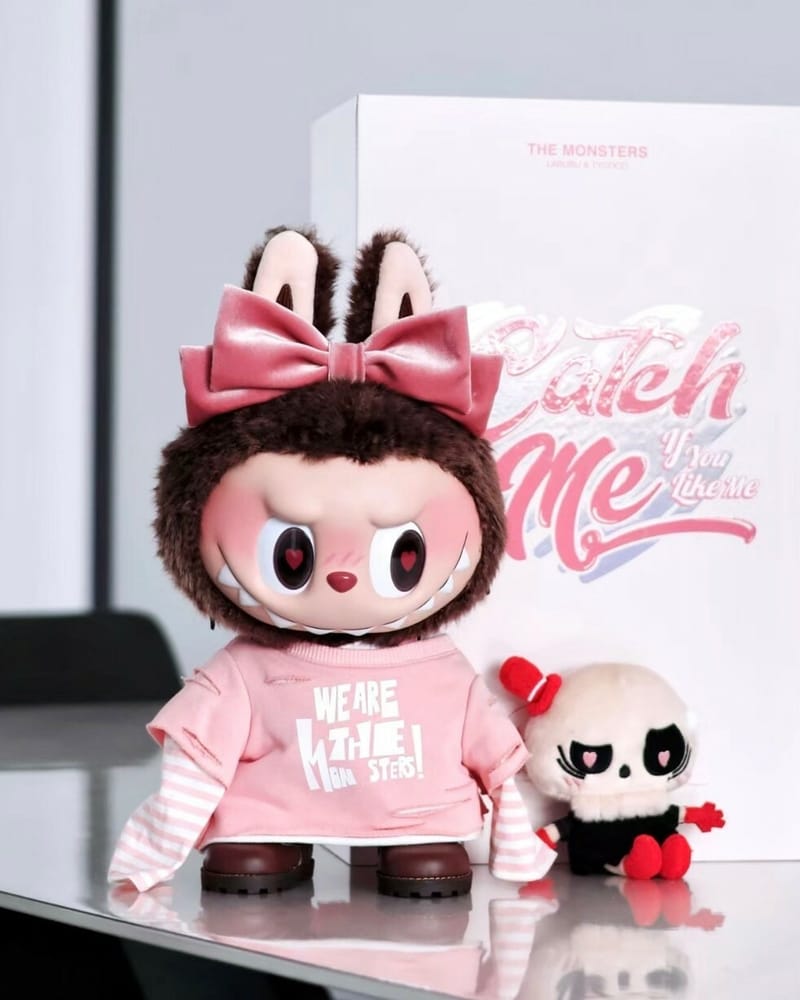 POPMART LABUBU 2024情人節限定禮盒黑色粉色搪膠毛絨公仔拉布布泡泡瑪特