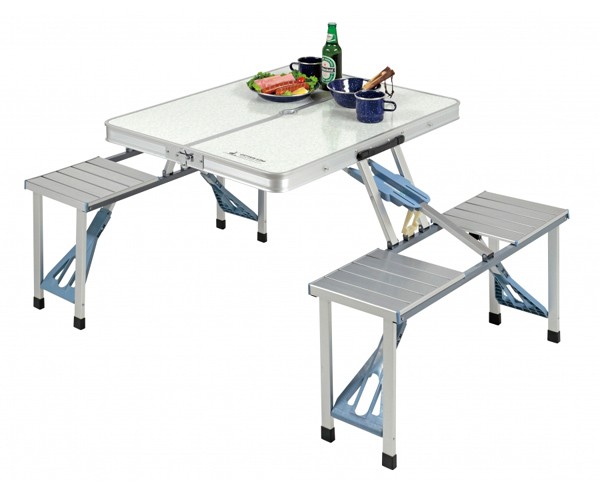 ピクニックテーブル アルミ製 4人用 テーブル・チェア一体型 折り畳み