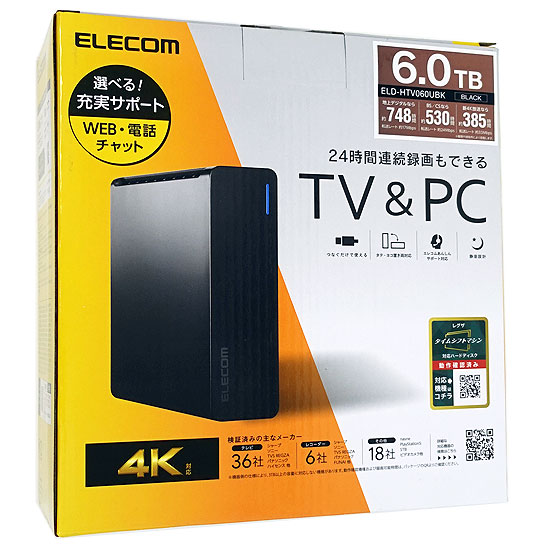 bn:18]【送料無料】ELECOM TV向け外付ハードディスク ELD-HTV060UBK