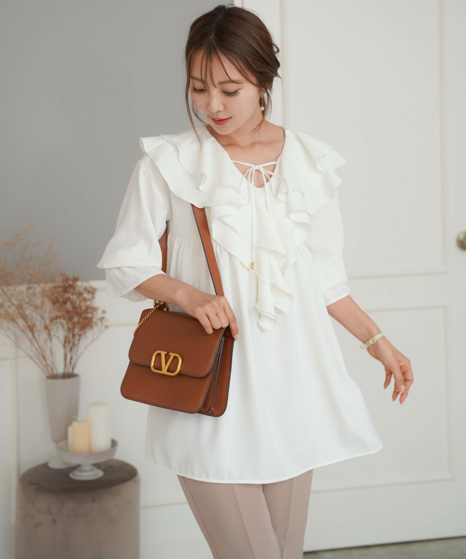 キャンディスリーブ ダブルフリル チュニック ブラウス le reve