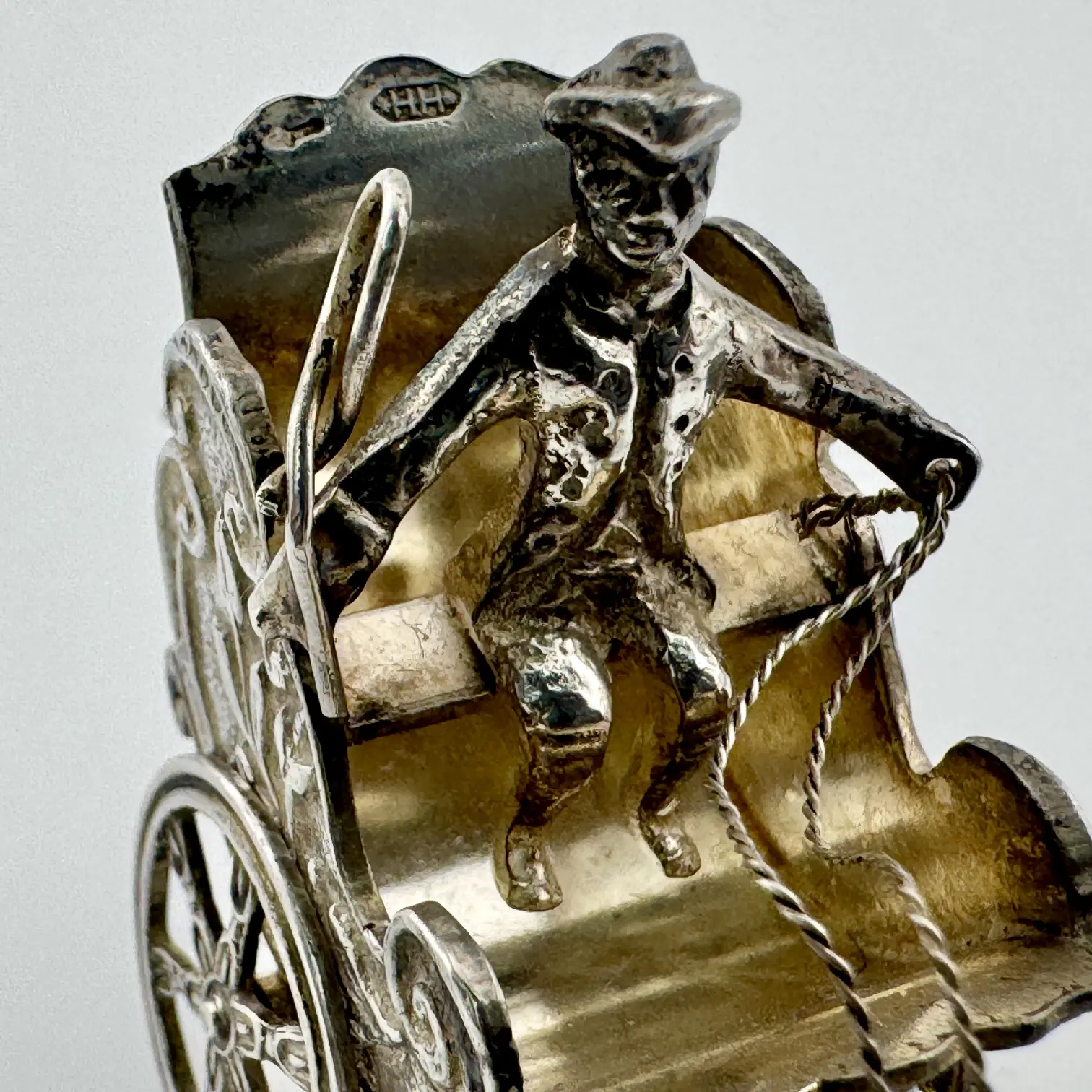 Vintage Dutch Sterling Silver Miniature Horse & Carriage – H.H