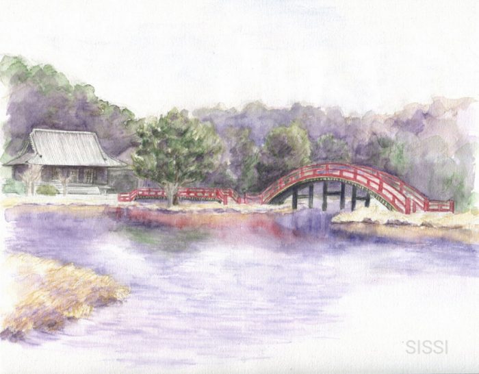 水彩色鉛筆で描く称名寺庭園 - 横浜のアートスタジオ／Sissi（シシ）