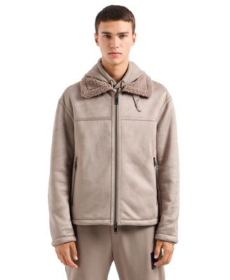 A|X Armani Exchange Men's Faux-Leather Sherpa-Lined Jacket - Macy's