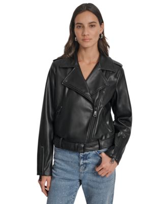 DKNY Jeans Women's Faux-Leather Moto Jacket - Macy's