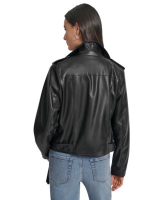 DKNY Jeans Women's Faux-Leather Moto Jacket - Macy's