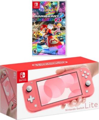 Nintendo Switch Lite Coral Bundle With Mario Kart 8 Deluxe Game